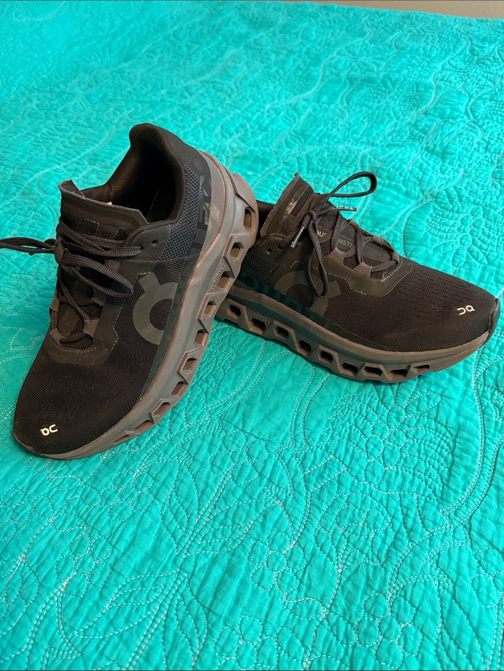 On Running Women’s Black Athletic Sneakers with Gray Sole Accents